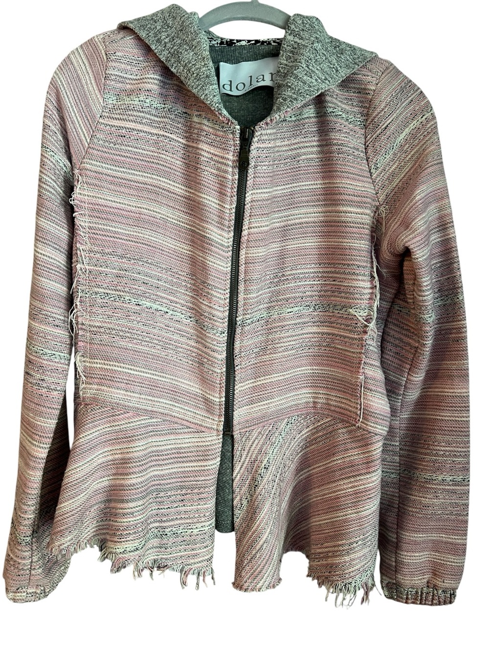 dolan Left Coast Collection Hooded Frayed Peplum Jacket  Size XS